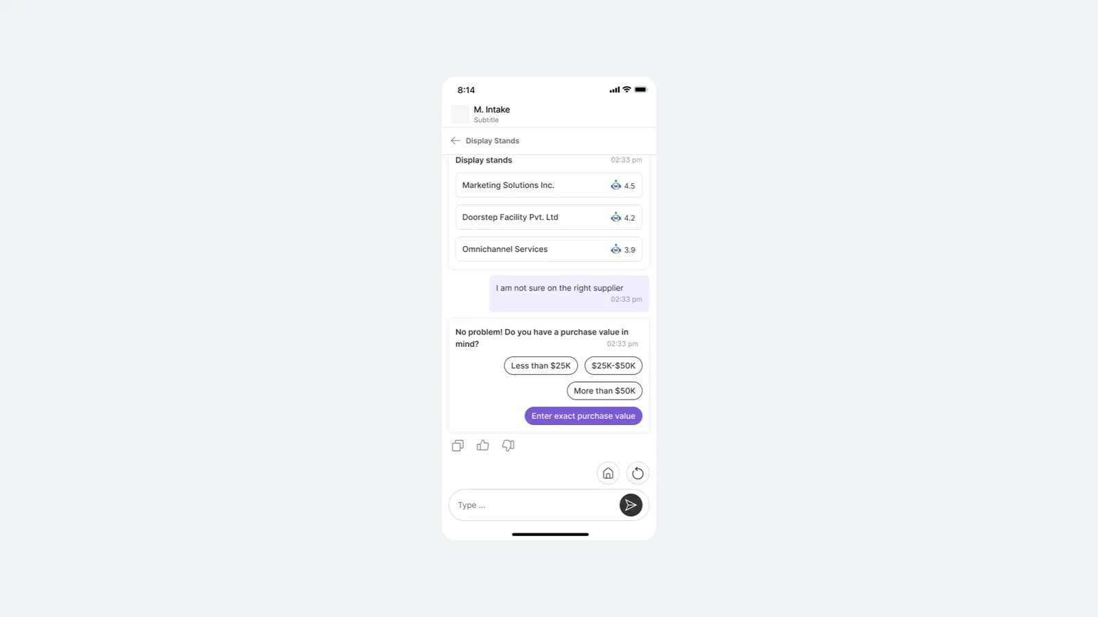Mobile conversational flow handling user uncertainty
