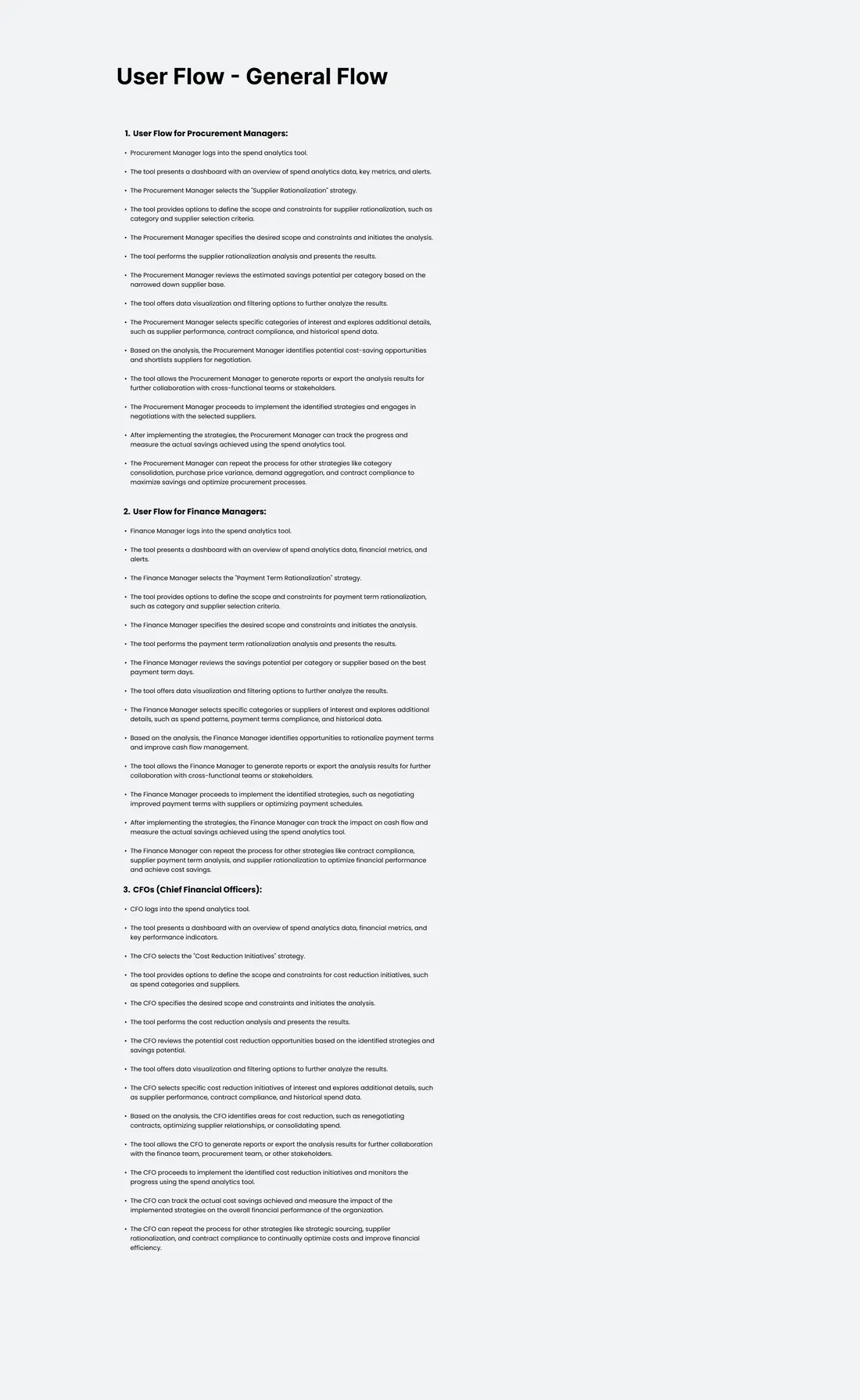 User flow documentation per persona