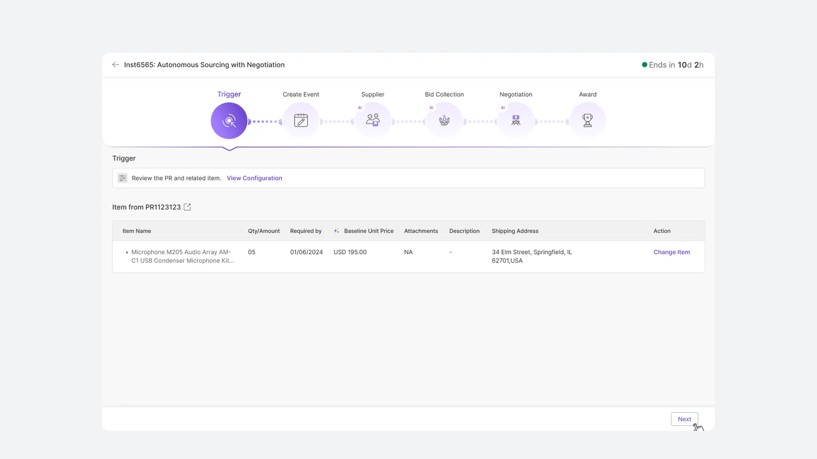 Running flow instance showing the agent chain as a progress tracker